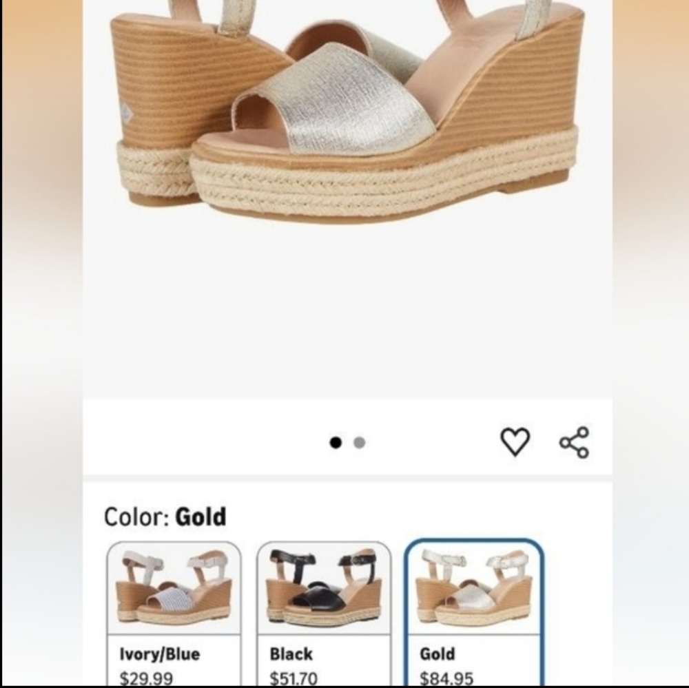 Sperry Topsider Plushwave Fairwater Metallic Gold Tan Leather Espadrille Wedge 9 - Picture 8 of 12